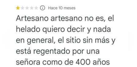 La reseña de un cliente tras acudir a una heladería regentada por una persona mayor