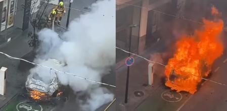 El incendio del coche se originó mientras estaba conectado a un punto de carga en la calle&nbsp;
