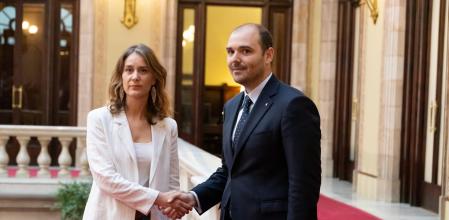 El conseller de Presidència, Albert Dalmau, y la líder de los Comuns en el Parlament, Jéssica Albiach, han oficializado el acuerdo para cerrar la oficina comercial de Catalunya en Tel Aviv.