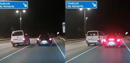 Una furgoneta adelanta a un coche que ha estado circulando extremadamente lento delante suyo y se salta la línea continua para ponerse justo delante del coche y devolverle la jugada