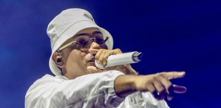 Myke Towers, anoche durante su concierto en el Palau Sant Jordi