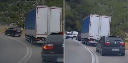 La temeraria maniobra de un vehículo en una carretera de Sitges que ha causado indignación entre la gente: “Hay gente que no aprecia su vida ni la de los demás”