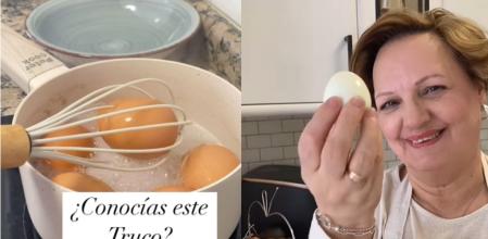 Una cocinera revela el truco para pelar huevos cocidos.