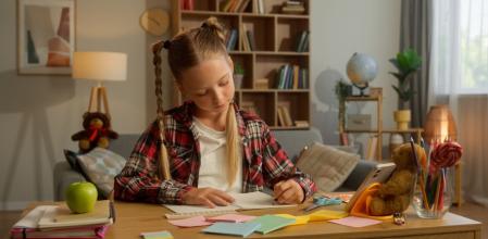 Una niña repasa en verano para llegar bien preparada al inicio del siguiente curso