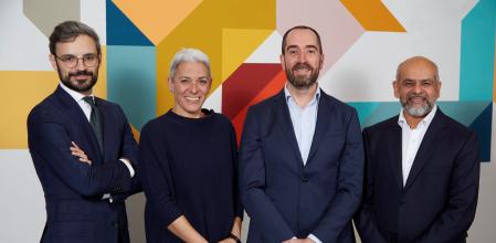 Los miembros de SpliceBio Gerard Caellas, Silvia Frutos, Miquel Vila-Perelló y Aniz Girach