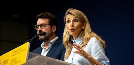 La vicepresidenta segunda, Yolanda Díaz, durante la presentación de la campaña de la Inspección de Trabajo&nbsp;