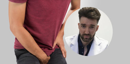 Una joven aguantándose las ganas de orinar