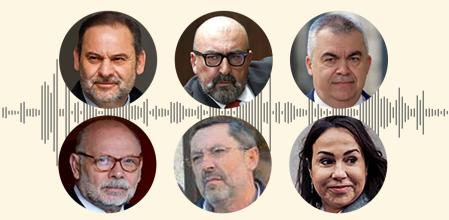 Todos los participantes en los audios, según la UCO: el ex ministro José Luis Ábalos, Koldo García, el ex número tres del PSOE Santos Cerdán, Javier Herrero, José Ruz, Isabel Pardo de Vera