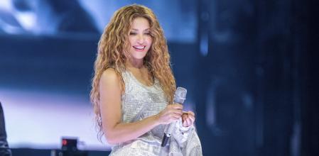 Shakira performs on the Las Mujeres Ya No Lloran World Tour on Monday, June 2, 2025, at State Farm Arena in Atlanta. (Photo by Paul R. Giunta/Invision/AP)