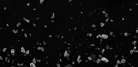 Imagen de microscopía de una muestra de simulación de polvo lunar