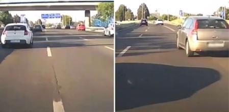 La imprudencia de varios conductores en una autovía dirección Madrid que está a punto de provocar un accidente: ”¿Qué velocidad es esa para ir circulando?”