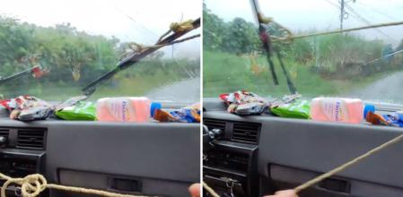 Enseña el surrealista método para limpiar el parabrisas de su coche de forma “manual” y la gente alucina: “Inteligencia artesanal”