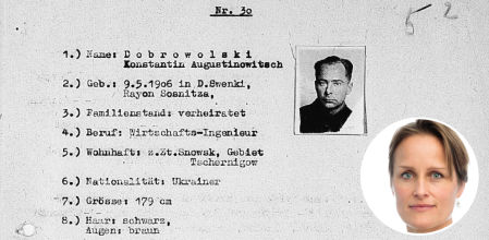 Ficha del agente 30; en un círculo, su nieta Blaise Metreweli.