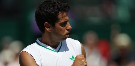 Tennis - Wimbledon - All England Lawn Tennis and Croquet Club, London, Britain - July 1, 2025 Spain's Jaume Munar reacts during his first round match against Kazakhstan's Alexander Bublik REUTERS/Isabel Infantes