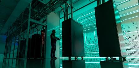 Liquid cooled servers in an installation at the Global Switch Docklands data centre campus in London, UK, on Monday, June 16, 2025. Nvidia Corp. Chief Executive Officer Jensen Huang projected that Europe's artificial-intelligence computing capacity will increase by a factor of ten over the next two years, with more than 20 so-called AI factories in the works. Photographer: Jason Alden/Bloomberg