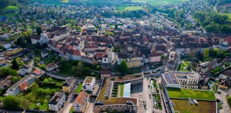 Vista aérea de Porrentruy, la lozalidad suiza de la polémica.