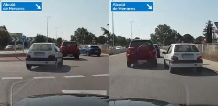 El momento en el que varios coches cometen infracciones distintas en una rotonda y casi termina en accidente