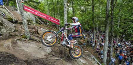 Toni Bou, en acción en el Trial de Estados Unidos, en Exeter, Rhode Island