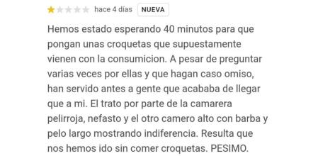 La reseña de un cliente tras acudir a un restaurante y la posterior respuesta del propietario a su queja