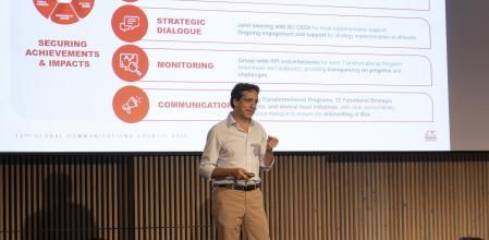 Simone Bemporad, durante una reunión anual de directores de comunicación de la marca en los países donde Generali está representada