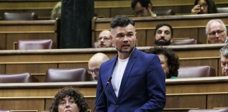 El portavoz de ERC en el Congreso, Gabriel Rufián, ayer en el Congreso.