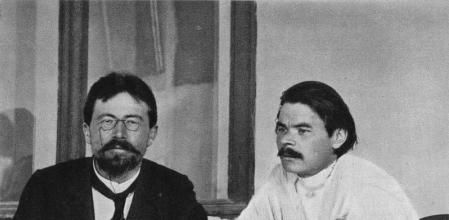 Chéjov junto a Gorki en Yalta en 1900&nbsp;&nbsp;