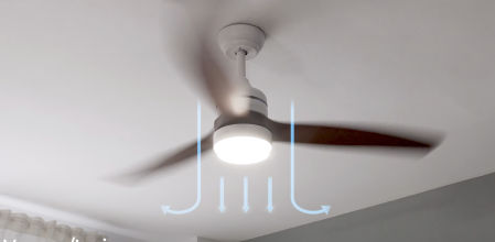 Rota la dirección de sus tres aspas según la temperatura que quieras conseguir