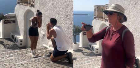 Unos turistas arruinan el vídeo de una petición de matrimonio y se vuelve viral en las redes.