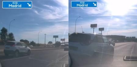 El momento en el que un coche se cambia dos carriles de golpe y obliga a un conductor a cambiar rápidamente de carril para no chocar