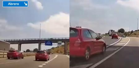 El momento en el que un coche se incorpora a una salida de la autopista cuando las líneas viales ya no se lo permiten