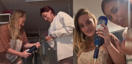 Finalmente consiguieron abrir el vino.