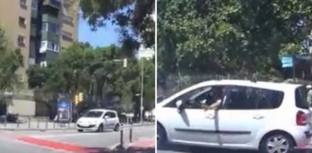 La temeraria maniobra de un vehículo para entrar en una rotonda de Hospitalet de Llobregat que casi cuesta un accidente: “Al menos te ha pedido perdón”