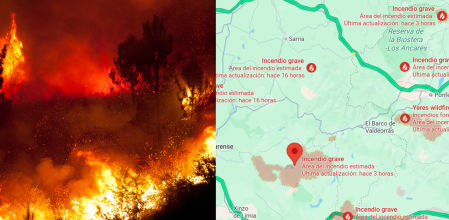 Imagen de lo que aparece en el mapa al buscar un incendio.