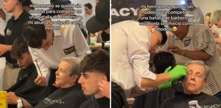 Se queda sin modelo para un concurso de barberos en Barcelona, su abuela se ofrece voluntaria y el resultado emociona: “Haya ganado o no puede estar orgulloso”