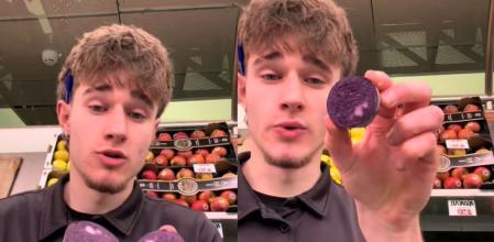 Un frutero explica qué es la patata azul.