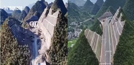 Los ingenieros chinos optan por cortar montañas de hasta 200 metros de alto en lugar de construir un túnel&nbsp;