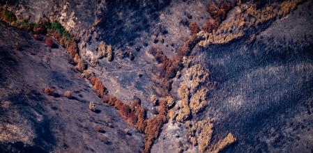 Paisaje desolador.Las imágenes desde el aire muestran la magnitud de la destrucción tras el incendio en la Serra dos Cabalos, en Ourense