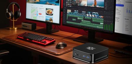 Mini PC sobre un escritorio de oficina.