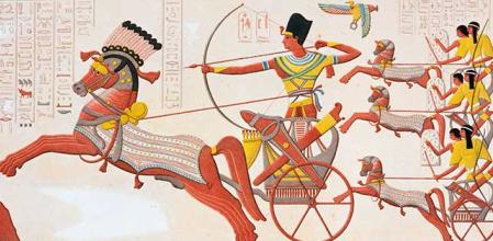 Ramsés II encabezando a su ejército en la batalla de Kadesh, 1275 a. C