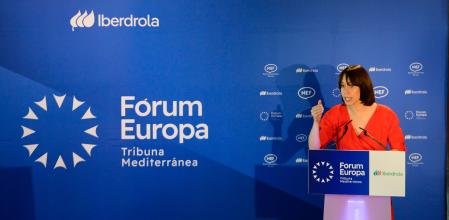 La ministra de Ciencia y Universidades y secretaria general del PSPV, durante su intervención en el Forum Europa, hoy, 11 de septiembre, en València