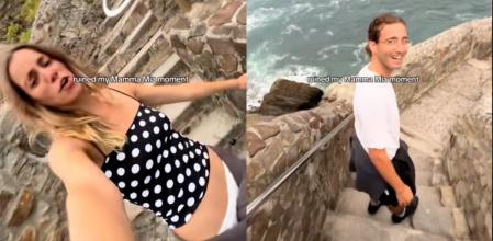 Intenta grabar un momento 'Mamma Mia' en Gaztelugatxe pero lo que hace su novio la deja al borde del infarto y le arruina el vídeo: “Carlos, baja”