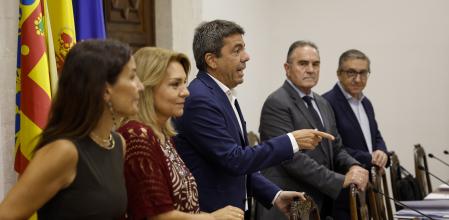 El president de la Generalitat Valenciana, Carlos Mazón, preside la Mesa de Diálogo Social con la patronal CEV y los sindicatos CCOO PV y UGT PV, la primera tras el parón estival&nbsp;