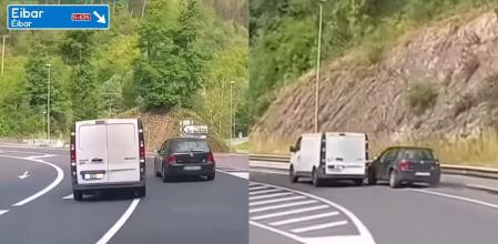 Dos situaciones en los que ambos vehículos cometen infracciones para molestarse y adelantarse en pleno pique en una carretera