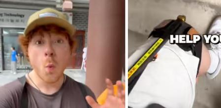 Christian Grossi probando las piernas robóticas