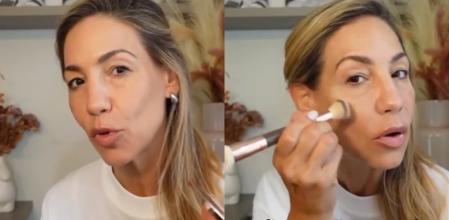 La maquilladora Bárbara Martos enseña a aplicar correctamente el iluminador en una piel madura