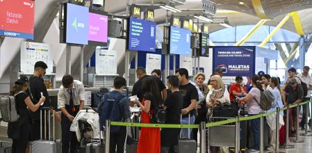 Vista de los mostradores de facturación del aeropuerto de Barajas&nbsp;
