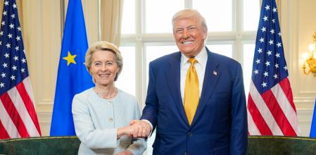 Reunió entre la presidenta de la Comissió Europea, Ursula von der Leyen, i el president dels Estats Units, Donald Trump, a Escòcia