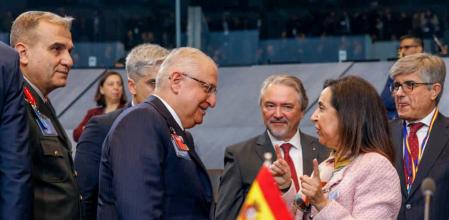 La ministra de Defensa, Margarita Robles, durant una reunió del Consell de l'Atlàntic Nord, a 15 d'octubre del 2025, a Brussel·les (Bèlgica). .