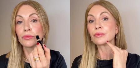 María Sánchez muestra la técnica del corrector para disimular el surco nasogeniano