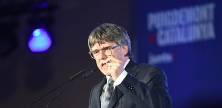 El expresidente de la Generalitat y candidato de Junts a las elecciones catalanas, Carles Puigdemon